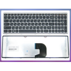 Клавіатура для LENOVO IdeaPad Z500, Z500A, Z500G, P500 (RU Black, срібляста рамка). OEM