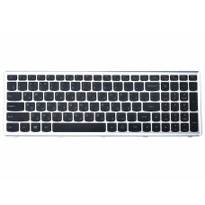 Клавіатура для Lenovo IdeaPad G500s/G505s/S500/S510p/Z510/Flex 15/15D — чорна (RU), з рамкою Silver