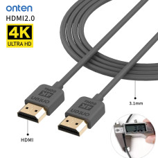 Кабель HDMI to HDMI Slim Onten 3.1mm 1.5 метра, 4K@60Hz, HDTV 2.0, High Speed