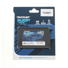 Жесткий диск 2.5" SSD  480Gb Patriot Burst Elite Series, PBE480GS25SSDR, 3D QLC, SATA-III 6Gb/s, зап/чт. - 320/450мб/с