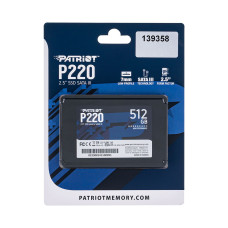 Жесткий диск 2.5" SSD  512b Patriot P220 Series, P220S512G25, TLC 3D, SATA-III 6Gb/s, зап/чт. - 500/550мб/с
