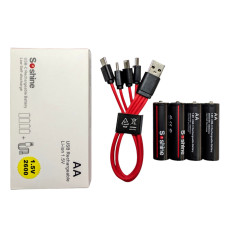 Перезаряжаемые аккумуляторы Soshine AA 1.5V 2600mWh USB Type-C